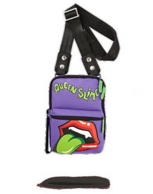 Purple Sprayground Queen Slime Crossbody Bags | 87942-AMIR