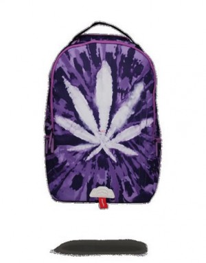 Purple Sprayground Weed Tie Dye Backpacks | 43268-EWDA