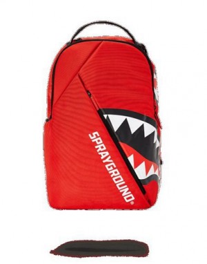 Red Sprayground Angled Shark Backpacks | 10267-WHIP