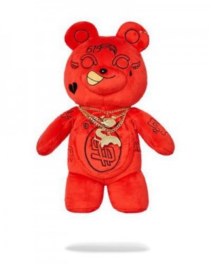 Red Sprayground Diablo Plush Teddybear Backpacks | 09413-OPZK