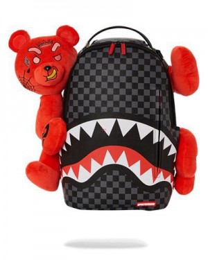 Red Sprayground Diablo Plush Wraparound (Dlxv) Backpacks | 53478-LIOK