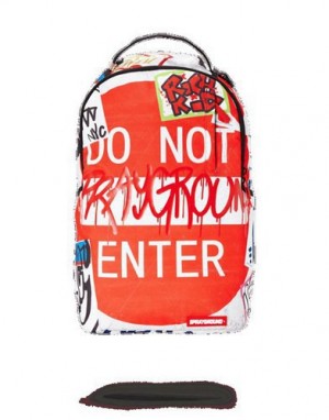 Red Sprayground Do Not Enter Backpacks | 16304-LASE