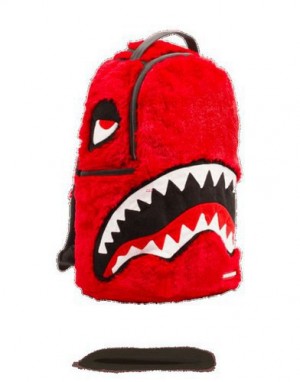 Red Sprayground Fur Monster Backpacks | 45079-XVPI