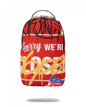 Red Sprayground I Don't Care (Dlxr) Backpacks | 21085-VNWE