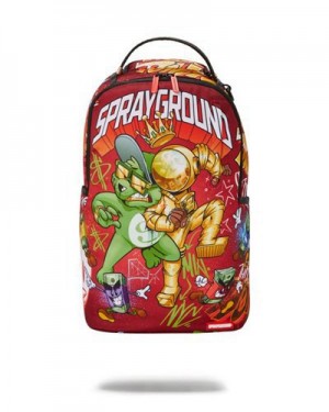 Red Sprayground Money Bear Vs Astromane (Dlxr) Backpacks | 84259-MYIL