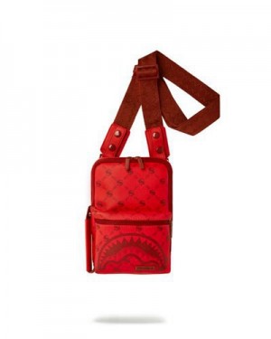 Red Sprayground Moneygram Brick Crossbody Bags | 32078-SXCY