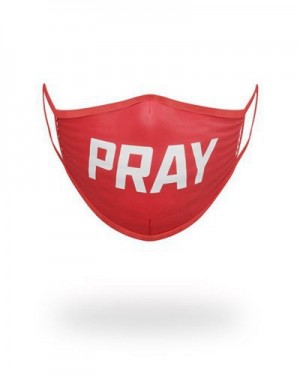 Red Sprayground Pray Form-fitting Face Masks | 32761-NGDI