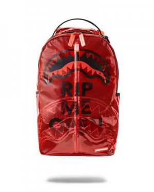 Red Sprayground Rip Me Open (Vinyl) Backpacks | 68104-BMCE