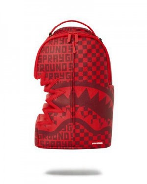 Red Sprayground Shark Bite Infa(Dlxv) Backpacks | 35862-ETYV