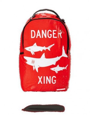 Red Sprayground Shark X-ing Backpacks | 69210-TRWX