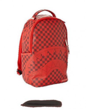 Red Sprayground Sharks In Paris (CheckeEdition) Backpacks | 63254-HAUL