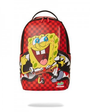 Red Sprayground Spongebob Hello World (Dlxv) Backpacks | 96345-KBQS