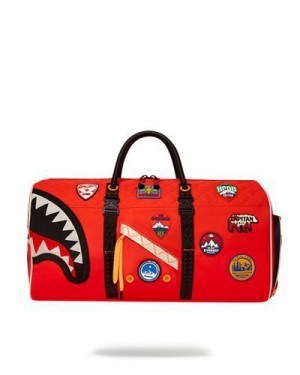 Red Sprayground The Global Expedition Duffle Bags | 73416-RMPI