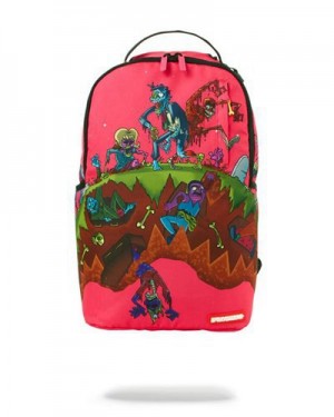 Red Sprayground Zombie Shark Apocalypse Backpacks | 93485-FEUW