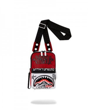 Red / White Sprayground Diamond District Messenger Crossbody Bags | 36578-JMRY