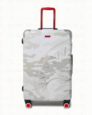 White Sprayground 3am Le Blanc Sharknautics Hardshell Full-size Luggage | 26943-ZUYP