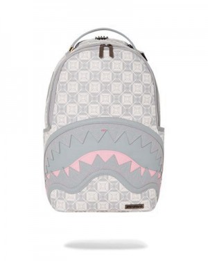 White Sprayground A.I.8 African Intelligence Booked & Busy Backpacks | 45091-CQYX