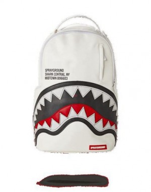 White Sprayground Afroshark (Afrojack Collab) Backpacks | 27136-QBKH