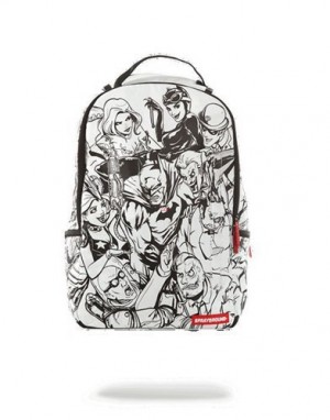 White Sprayground Batman Villains Diy Backpacks | 15367-BALI