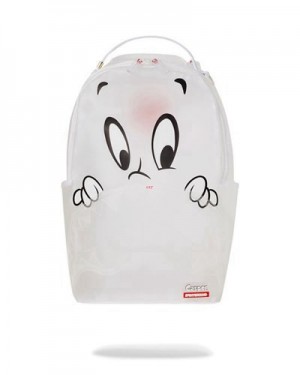 White Sprayground Casper Hiding In Plain Sight Backpacks | 32714-LJQE