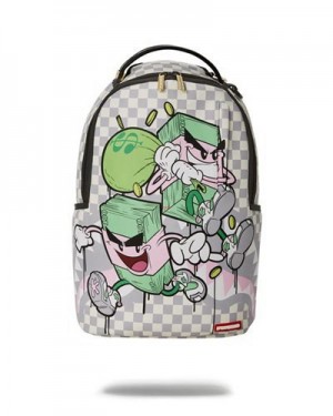 White Sprayground Chase Bank The Heist (Dlxv) Backpacks | 35827-SXAT