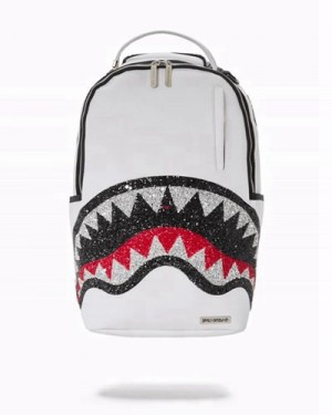 White Sprayground Clearcut Dlx Backpacks | 79684-PHLR