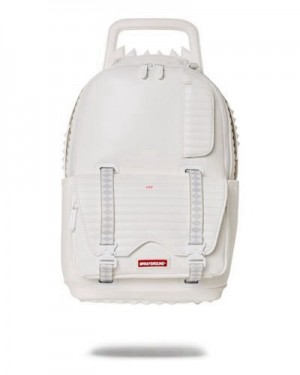 White Sprayground Future Traveler Cargo Backpacks | 93610-IKAU