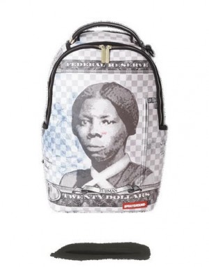 White Sprayground Harriet Tubman 20 Backpacks | 64920-OAKB