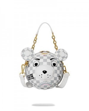 White Sprayground Haute Bear Ball Crossbody Bags | 27365-RBZQ