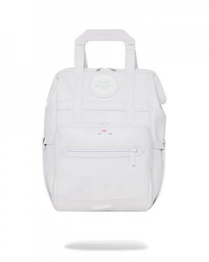 White Sprayground Heavy Metal Shark Out Biz Top Opener Backpacks | 42091-MUON