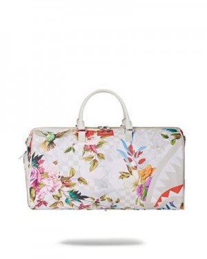 White Sprayground In The Garden Duffle Bags | 71563-LSOK