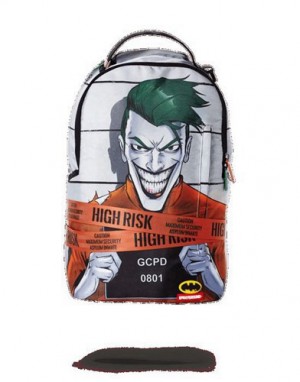 White Sprayground Joker Mug Shot Backpacks | 49560-CSPG