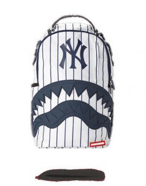 White Sprayground Mlb Ny Yankees Shark Backpacks | 94867-XKOD