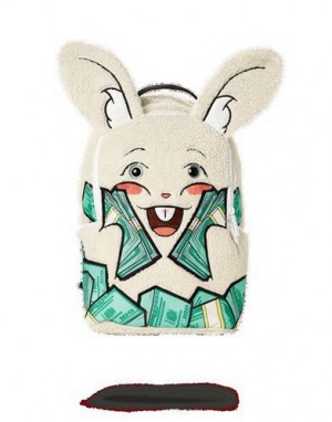 White Sprayground Money Bunny Backpacks | 32061-QMKD