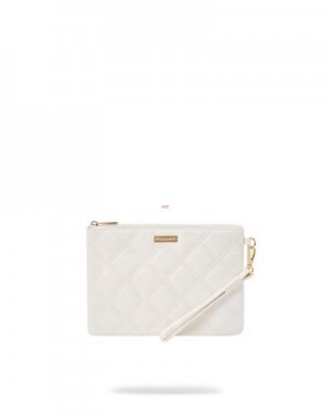 White Sprayground Riviera Le Blanc Gold Chain Shark Crossover Clutch Bag | 41735-RDBV