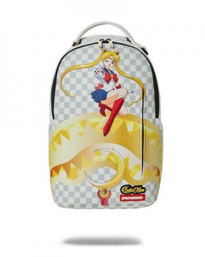 White Sprayground Sailor Moon Wink (Dlxv) Backpacks | 83752-OUMS