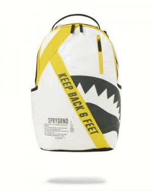 White Sprayground Sg95 Keep Back!Pack Tyvek 3m Shark Backpacks | 82739-TWDY