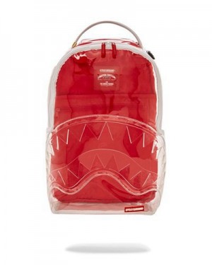 White Sprayground Sharks In Paris Clarity Backpacks | 92871-CZRF