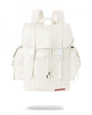 White Sprayground Sharks Of The World Monte Carlo Backpacks | 26907-LNIM