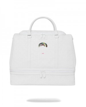 White Sprayground Show Up Show Out Stiletto Duffle Bags | 49056-BZAJ