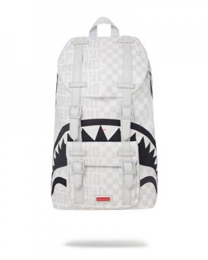 White Sprayground Split The Check (Pearl) Hills Backpacks | 18097-TJBV