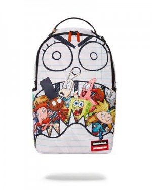 White Sprayground Spongedoodlebob Eat Ur Friends ;) (Dlxr) Backpacks | 59123-DOGY