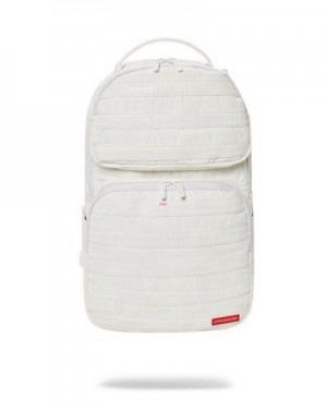 White Sprayground Stratosphere Trooper Backpacks | 48732-ZOJT