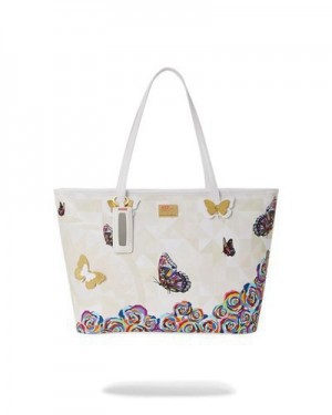 White Sprayground Sutton Butterflies Tote Bags | 20968-PYSQ