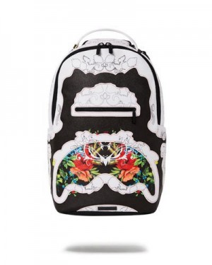 White Sprayground The Floral Cut (Dlxv) Backpacks | 96178-BJFY