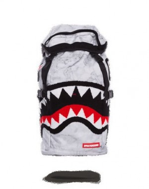 White Sprayground White Marble Top Loader Backpacks | 40176-CMLH