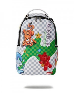 White Sprayground Wtf Knockout (Dlxv) Backpacks | 74320-DRKM