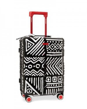 White / Black Sprayground A.I.8 African Intelligence - Origin Story Sharknautics Hardshell Carry-on Luggage | 06385-DKBC