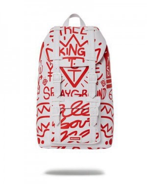 White / Red Sprayground Danger Danger Hills Backpacks | 39851-DLGV