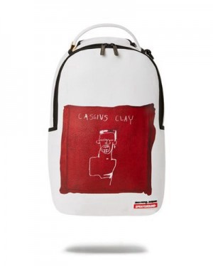 White / Red Sprayground Official Basquiat The Legend 1982 (Dlxv) Backpacks | 24193-IFUJ